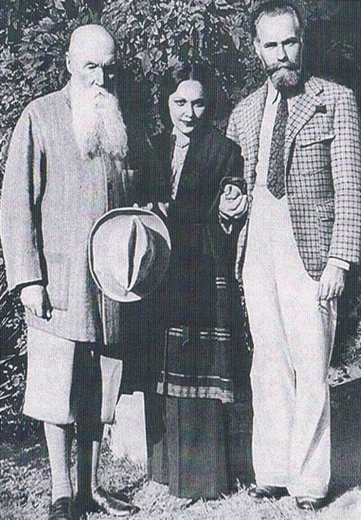Russian artist Nicholas Roerich (left) with son and daughter in law 
